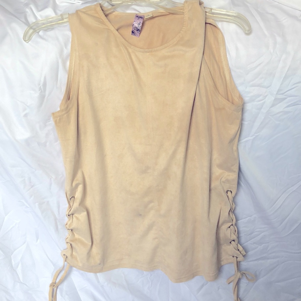 Francescas Cream/Tan Suede Top
